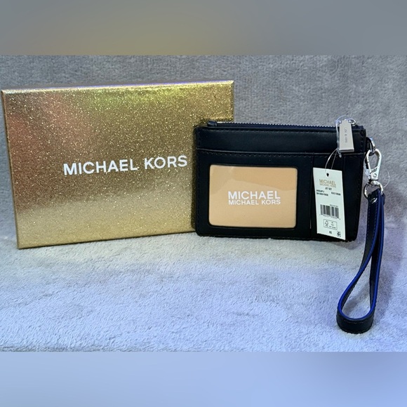 đź–¤MICHAEL KORSđź–¤Black/Light Cream Small Jet Set Coin Purse Boxed Set/NWT - Picture 5 of 9